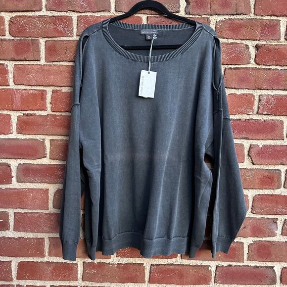 Barefoot Dreams Sunbleached Cold Shoulder Pullover Sweater In carbon 3X NWT - Picture 5 of 10